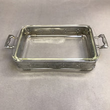 Load image into Gallery viewer, Rectangular Silver Plate Pierced Buffet Server With Pyrex 1.5 Qt Insert
