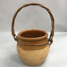 Load image into Gallery viewer, Vintage Twisted Wicker Handled Terracotta Pottery Basket (15")
