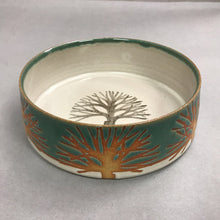 Load image into Gallery viewer, Teal &amp; Tan Shallow Pottery Bowl (3x9x9)
