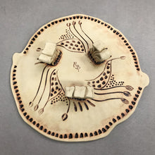 Load image into Gallery viewer, Black/Brown Folk-Inspired Pedestal Pottery Plate, Signed "MB" (~2x10x9)
