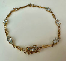 Load image into Gallery viewer, 10K Gold Aquamarine Tennis Bracelet 7.5" (5.4g)
