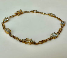 Load image into Gallery viewer, 10K Gold Aquamarine Tennis Bracelet 7.5" (5.4g)
