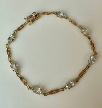 Load image into Gallery viewer, 10K Gold Aquamarine Tennis Bracelet 7.5" (5.4g)
