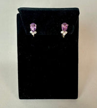 Load image into Gallery viewer, 14K Gold Amethyst Diamond Screw Back Earrings (2.6g)
