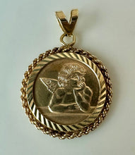 Load image into Gallery viewer, 14K Gold Round Cherub Pendant 1" (3.4g)
