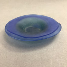 Load image into Gallery viewer, Signed Hand Blown Blue Glass Art Irregular Shaped Dish (1x6x5)
