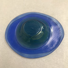 Load image into Gallery viewer, Signed Hand Blown Blue Glass Art Irregular Shaped Dish (1x6x5)
