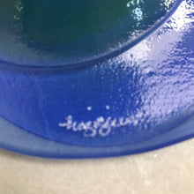 Load image into Gallery viewer, Signed Hand Blown Blue Glass Art Irregular Shaped Dish (1x6x5)
