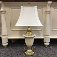 Load image into Gallery viewer, Cream Porcelain &amp; Brass Table Lamp (30")(2 Available)
