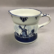 Load image into Gallery viewer, Hand Painted Delft Blue Windmill Creamer Pitcher (4")
