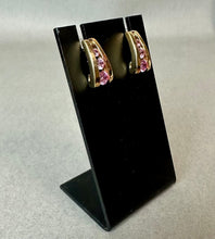 Load image into Gallery viewer, Ross Simons Gold Vermeil Sterling Pink CZ Graduated Stones Earrings (0.75")
