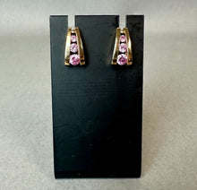 Load image into Gallery viewer, Ross Simons Gold Vermeil Sterling Pink CZ Graduated Stones Earrings (0.75")
