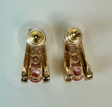 Load image into Gallery viewer, Ross Simons Gold Vermeil Sterling Pink CZ Graduated Stones Earrings (0.75")
