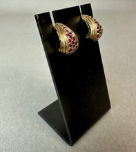 Load image into Gallery viewer, Ross Simons Gold Vermeil Sterling Ruby Drop Earrings (0.75")
