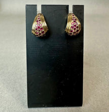 Load image into Gallery viewer, Ross Simons Gold Vermeil Sterling Ruby Drop Earrings (0.75")
