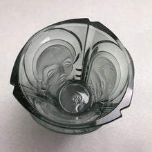 Load image into Gallery viewer, August Walther &amp; Söhne Art Deco Glass Vase 3 Faces Man Woman Child Germany (7")

