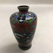 Load image into Gallery viewer, Beautiful Chinese Dragon Cloisonne Enameled Brass Vase (4")
