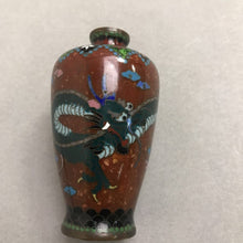 Load image into Gallery viewer, Beautiful Chinese Dragon Cloisonne Enameled Brass Vase (4")
