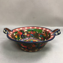 Load image into Gallery viewer, Hand Painted Mexican Folk Art Pottery Bowl with Handles (4x11)(As Is)
