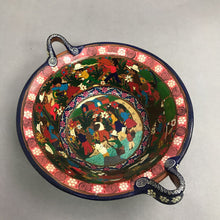 Load image into Gallery viewer, Hand Painted Mexican Folk Art Pottery Bowl with Handles (4x11)(As Is)
