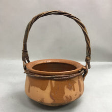 Load image into Gallery viewer, Vintage Twisted Wicker Handled Terracotta Pottery Basket (14")
