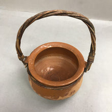 Load image into Gallery viewer, Vintage Twisted Wicker Handled Terracotta Pottery Basket (14")
