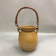Load image into Gallery viewer, Vintage Twisted Wicker Handled Terracotta Pottery Basket (13")
