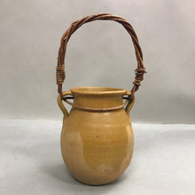 Load image into Gallery viewer, Vintage Twisted Wicker Handled Terracotta Pottery Basket (13")
