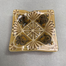 Load image into Gallery viewer, Signed Higgins Fused Art Glass Ashtray, Brown/Beige/Amber (4")

