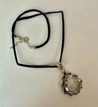 Load image into Gallery viewer, Sterling White Topaz Teardrop Pendant on 20" Black Suede Cord Necklace
