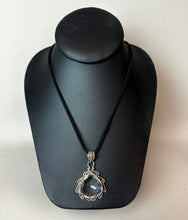 Load image into Gallery viewer, Sterling White Topaz Teardrop Pendant on 20" Black Suede Cord Necklace
