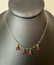 Load image into Gallery viewer, Vintage Goldtone Red Gem Dangle Necklace (18")
