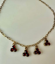 Load image into Gallery viewer, Vintage Goldtone Red Gem Dangle Necklace (18")
