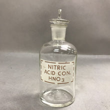Load image into Gallery viewer, Antique Pyrex Nitric Acid Concentrate Apothecary Chemist Lab Bottle w/Stopper (8")
