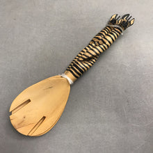 Load image into Gallery viewer, Hand Carved Wooden Zebra Salad Serving Spoon Fork Set Twisted Handle(12")

