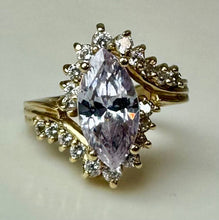 Load image into Gallery viewer, 10K Gold Cubic Zirconia Cocktail Ring sz 7 (4.8g)
