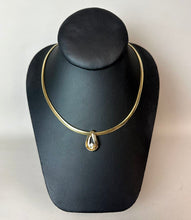 Load image into Gallery viewer, 14K Gold 16" Omega Chain Necklace w/ 1" Diamond Teardrop Slide Pendant (25.7g)
