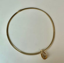 Load image into Gallery viewer, 14K Gold 16" Omega Chain Necklace w/ 1" Diamond Teardrop Slide Pendant (25.7g)
