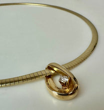 Load image into Gallery viewer, 14K Gold 16" Omega Chain Necklace w/ 1" Diamond Teardrop Slide Pendant (25.7g)
