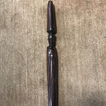 Load image into Gallery viewer, Hand Carved African Walking Stick w Serpent Crawling Up Dark Wood (34")
