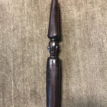 Load image into Gallery viewer, Hand Carved African Walking Stick w Serpent Crawling Up Dark Wood (34")
