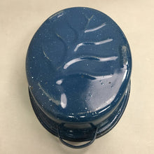 Load image into Gallery viewer, Vintage Blue White Speckled Enamel Roasting Pan Lid Turkey Roaster USA (16x12x7)
