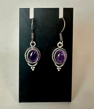 Load image into Gallery viewer, Sterling Amethyst Earrings (1.5")
