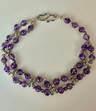 Load image into Gallery viewer, Sterling Amethyst Beaded Bracelet (7.5")
