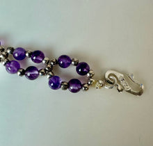 Load image into Gallery viewer, Sterling Amethyst Beaded Bracelet (7.5")
