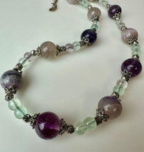 Load image into Gallery viewer, Flourite Sterling Beaded Necklace (21")
