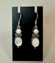 Load image into Gallery viewer, Sterling Mother of Pearl Freshwater Pearl Earrings (2")

