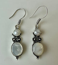Load image into Gallery viewer, Sterling Mother of Pearl Freshwater Pearl Earrings (2")
