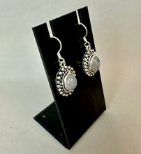 Load image into Gallery viewer, Sterling Rainbow Moonstone Earrings (1.25")
