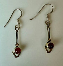 Load image into Gallery viewer, Sterling Red Onyx Earrings (1.5")
